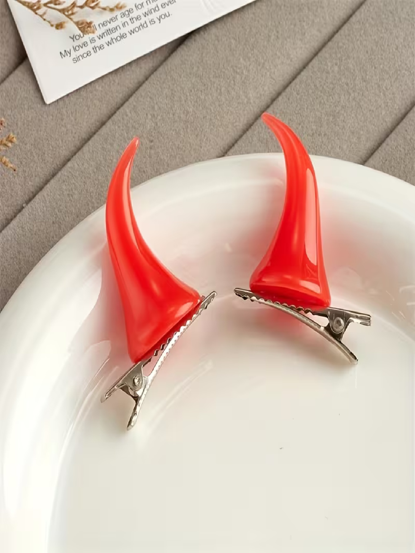 2-piece set, red horn hair cli - Resin Craft Ideas 评论和价格