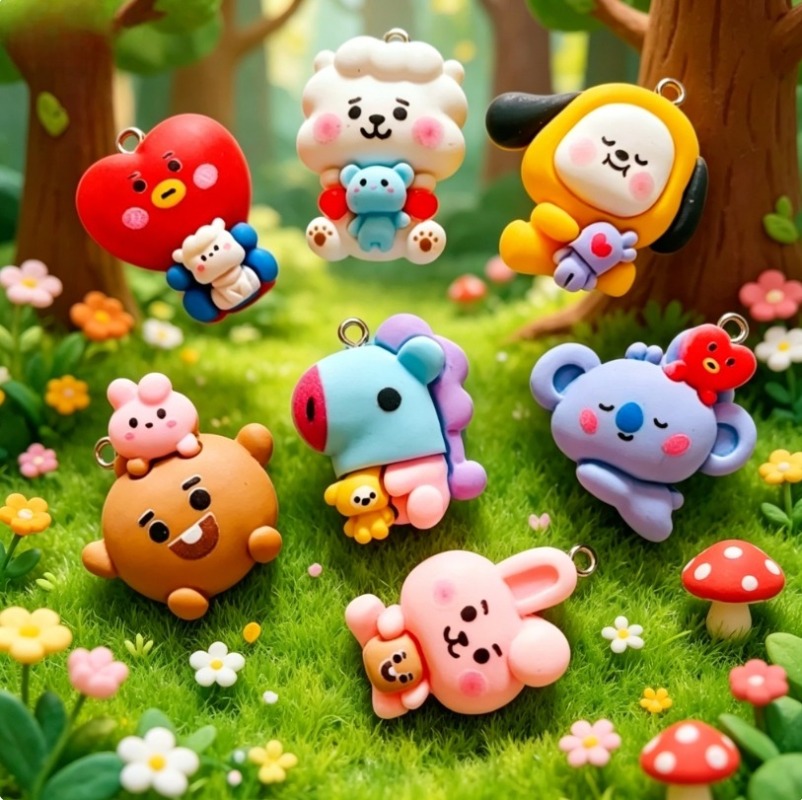 7pcs BT21 Resin Cartoon Charm  - Resin Craft Projects 评论和价格