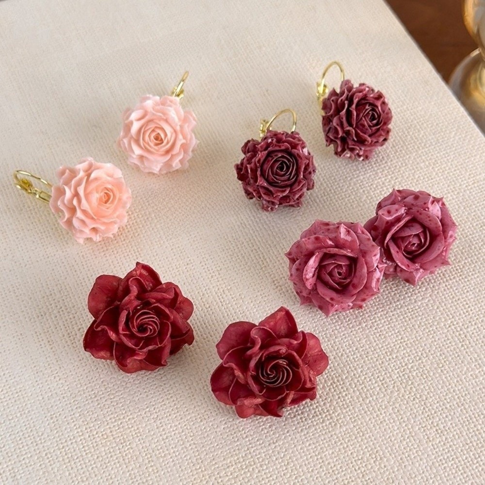 Sweet Artificial Rose Earrings - Flower Preservation Resin 评论和价格